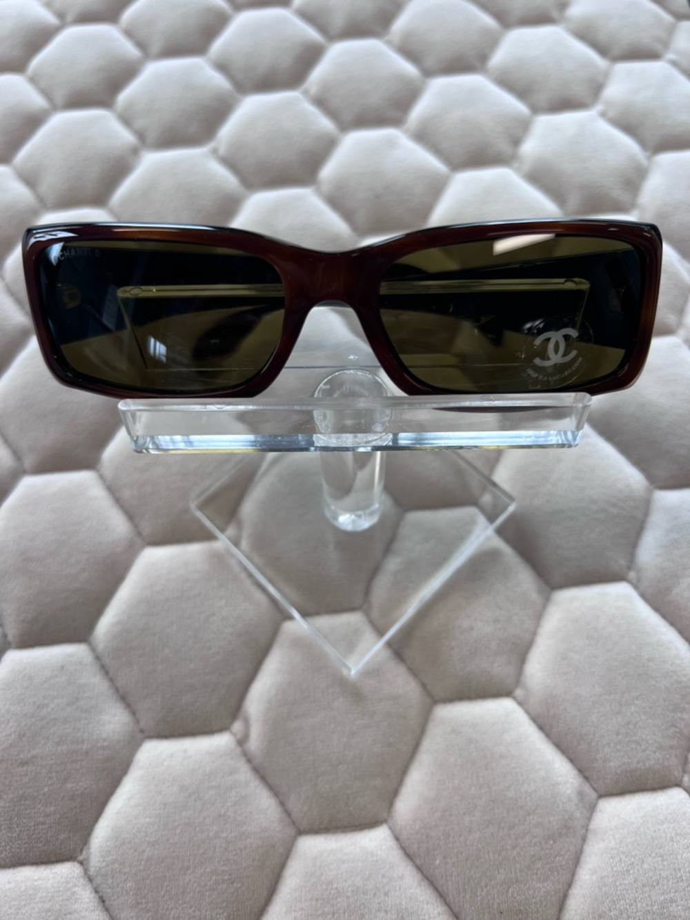 Authentic Chanel petite caramel  Brown Rectangular Sunglasses